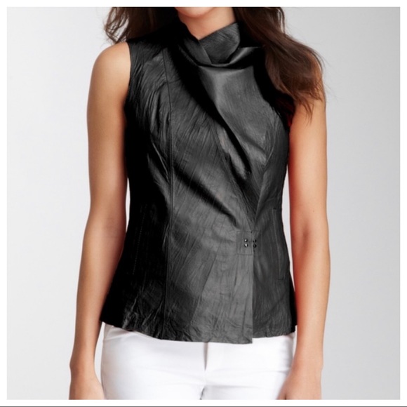 My Tribe Tops - My Tribe 100% Leather Black Vest Size Medium